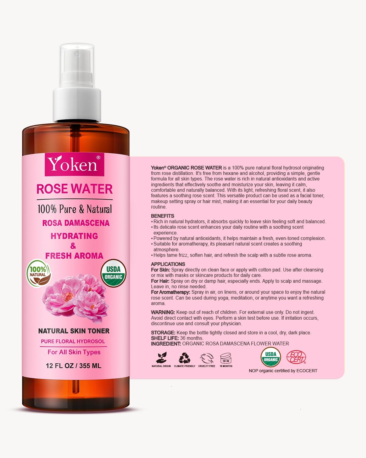 Yoken bottle next to hand to show 12 oz size and practical scale