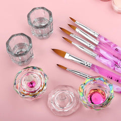 Yokilly kit beside fingers to show brush and dish size reference