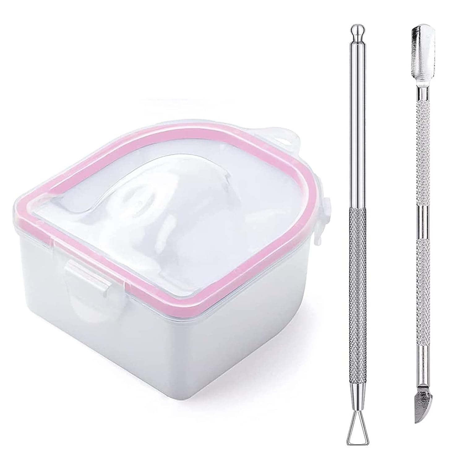 Yokilly pink soaking bowl front view showing neat manicure setup and convenience