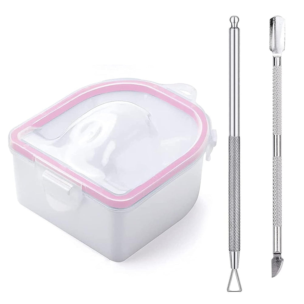 Yokilly pink soaking bowl front view showing neat manicure setup and convenience