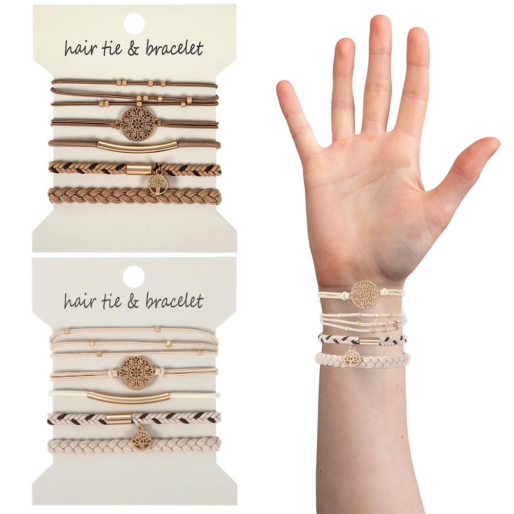 Yolev front packaging showing ten coffee hair ties and neat display, practical storage benefit