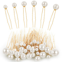 Yolev front view of 36-piece pearl bobby pins set showing variety and elegance
