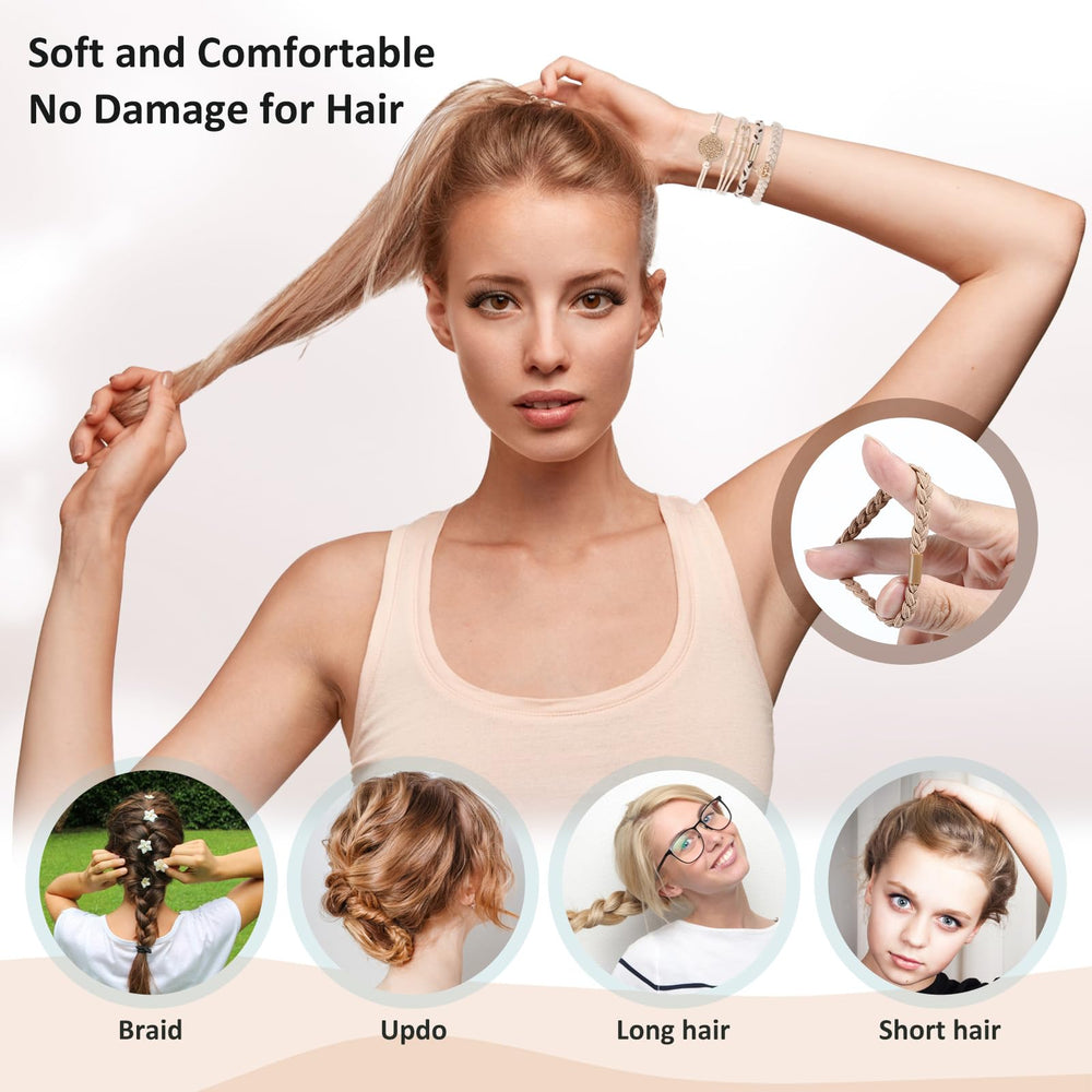 Yolev securing a ponytail in use demonstrating no-damage hold and activity-ready benefit