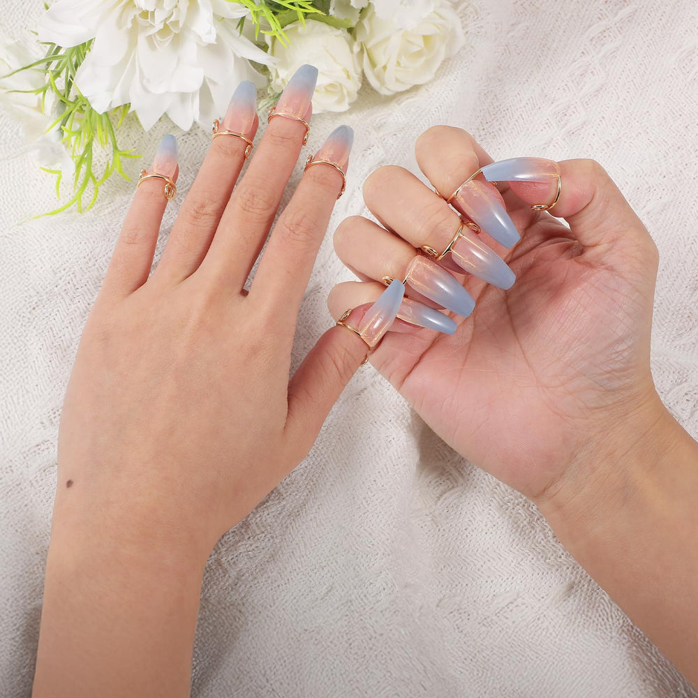 Yolev metal nail ring holding a press-on nail, illustrates quick on-and-off wear