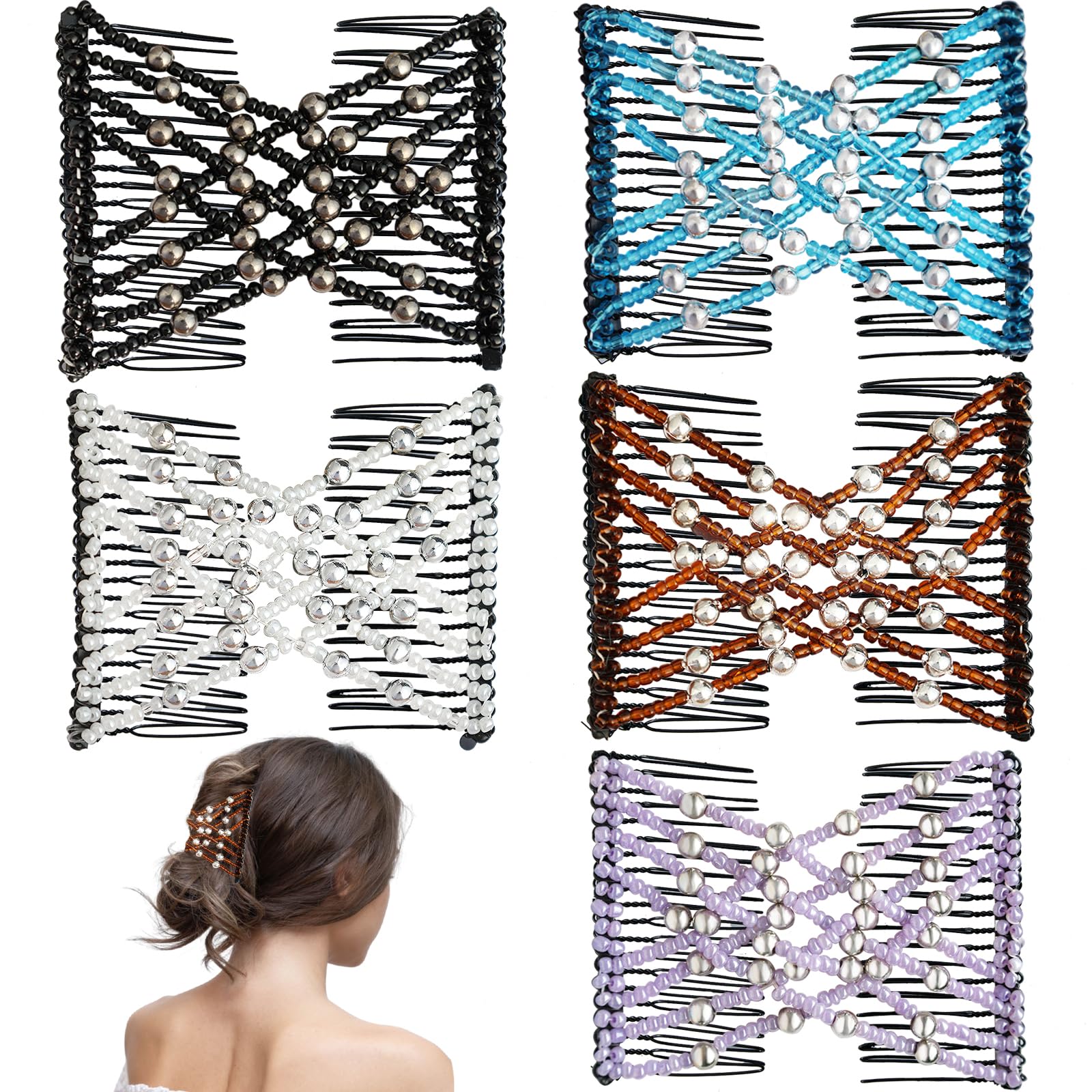 YOLLVKOT front view of five colored combs showing variety and convenience