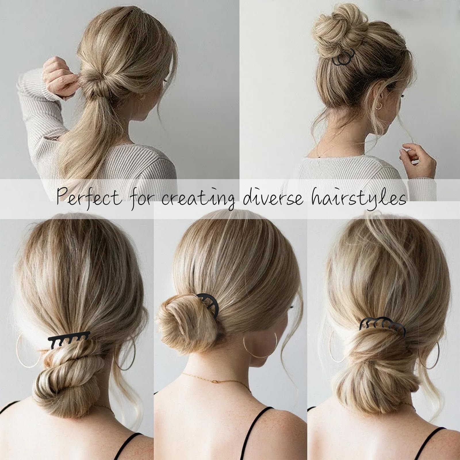 YOLLVKOT hair fork inserted in French twist showing stable hold and polished finish benefit