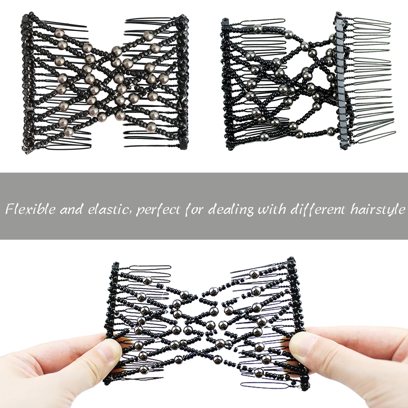 YOLLVKOT comb in hair creating a tidy updo for quick styling