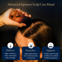 YOLU dropper applying serum to scalp demonstrating targeted delivery benefit
