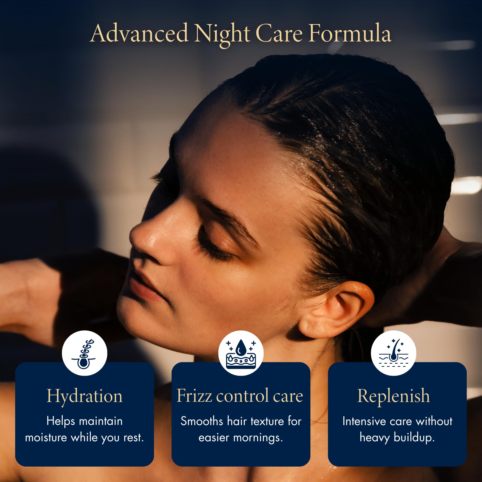 YOLU applied to hair before bed for overnight repair and softness