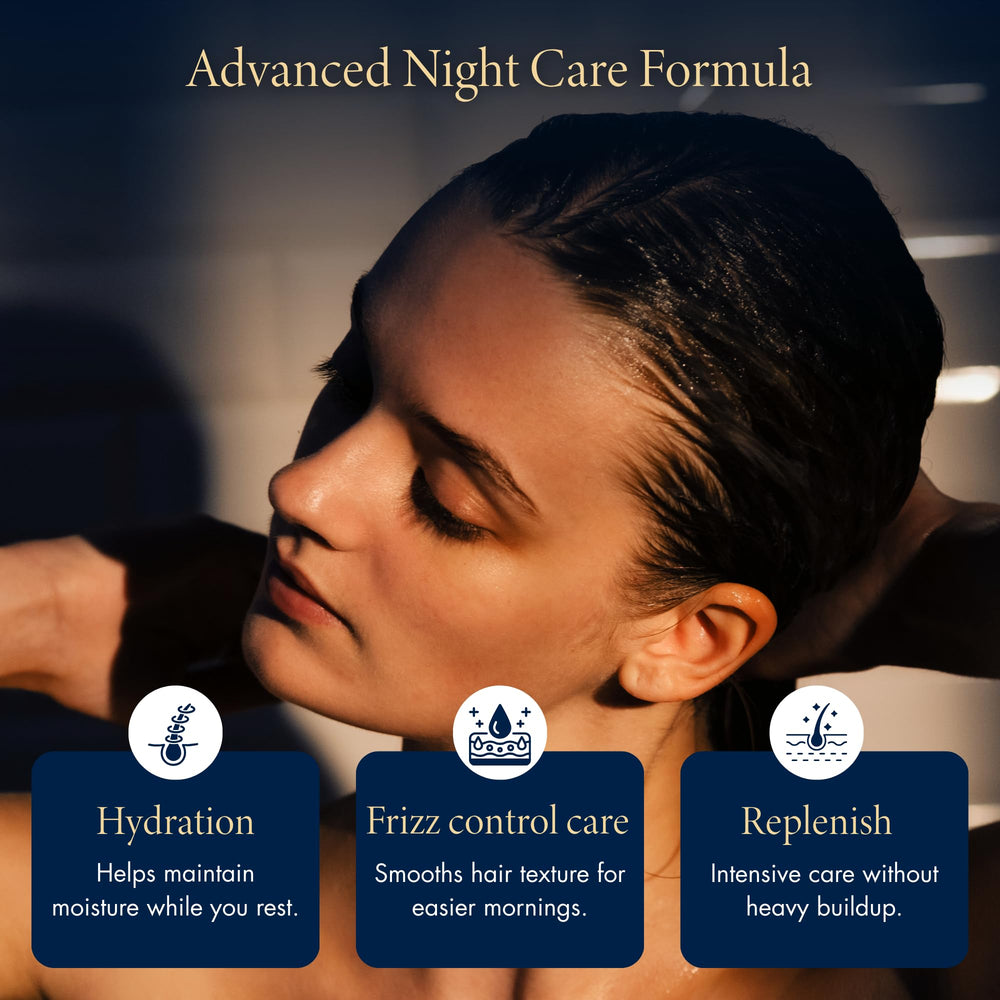 YOLU applied to hair before bed for overnight repair and softness
