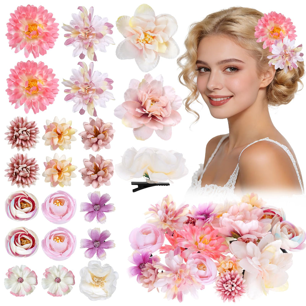 Yolyoo front packaging showing 21-piece floral clip set for styling variety and gift-ready presentation