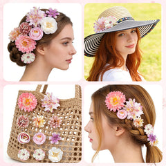 Yolyoo model wearing floral clips in beach hairstyle adding tropical flair and effortless polish