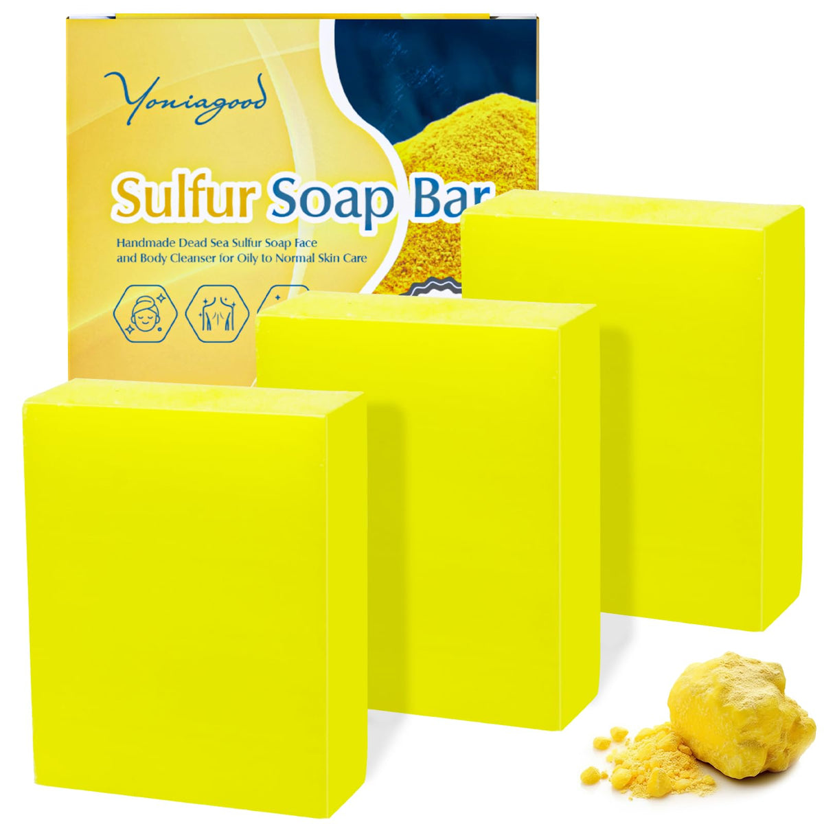 yoniagood front packaging showing three bars and clean design benefits visible