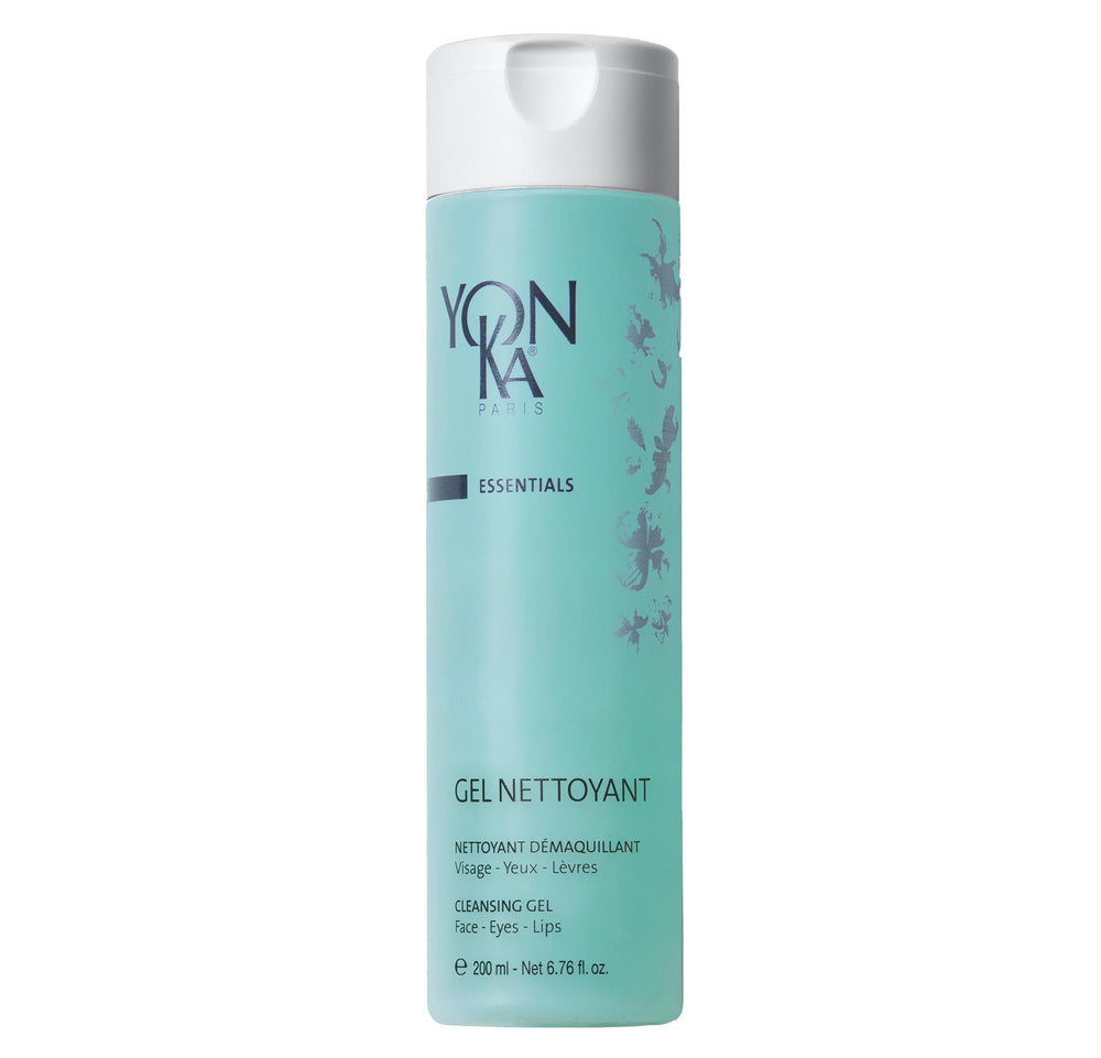 Yonka gel cleanser front bottle showing clean design and usage benefits