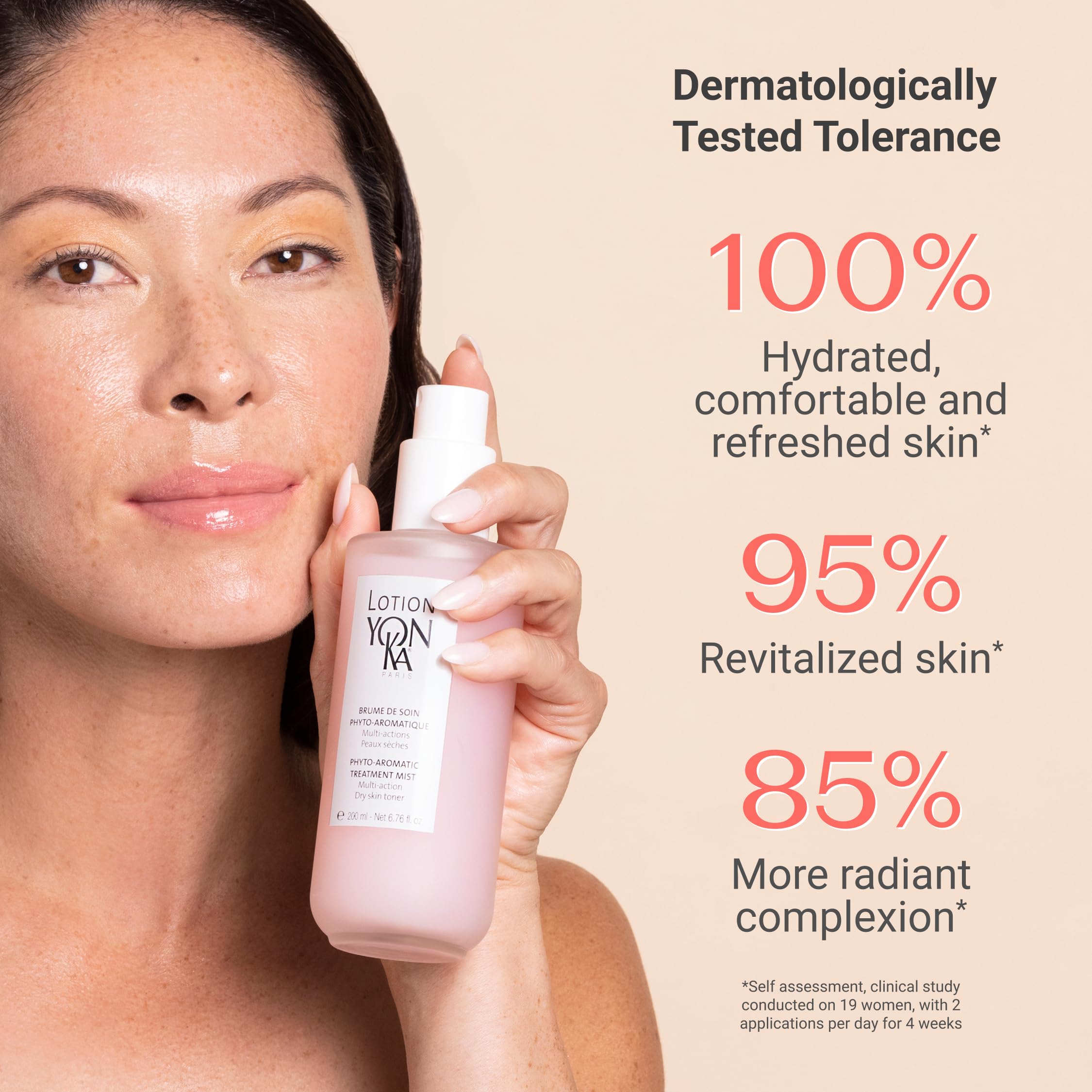 Yon-Ka PS label detail featuring Quintessence essential oil blend benefits