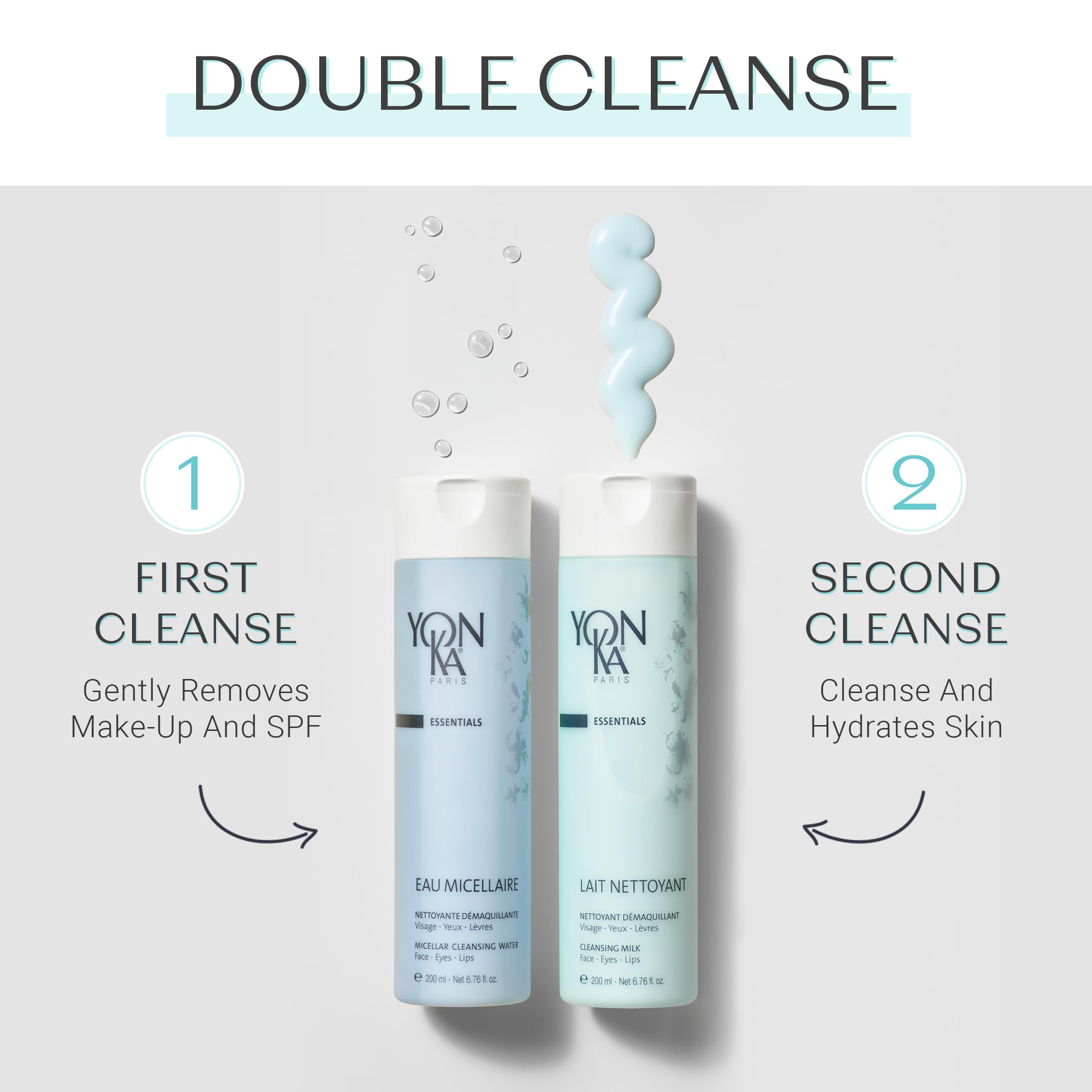 Hand holding Yonka bottle to depict 6.76 fl oz scale and travel practicality