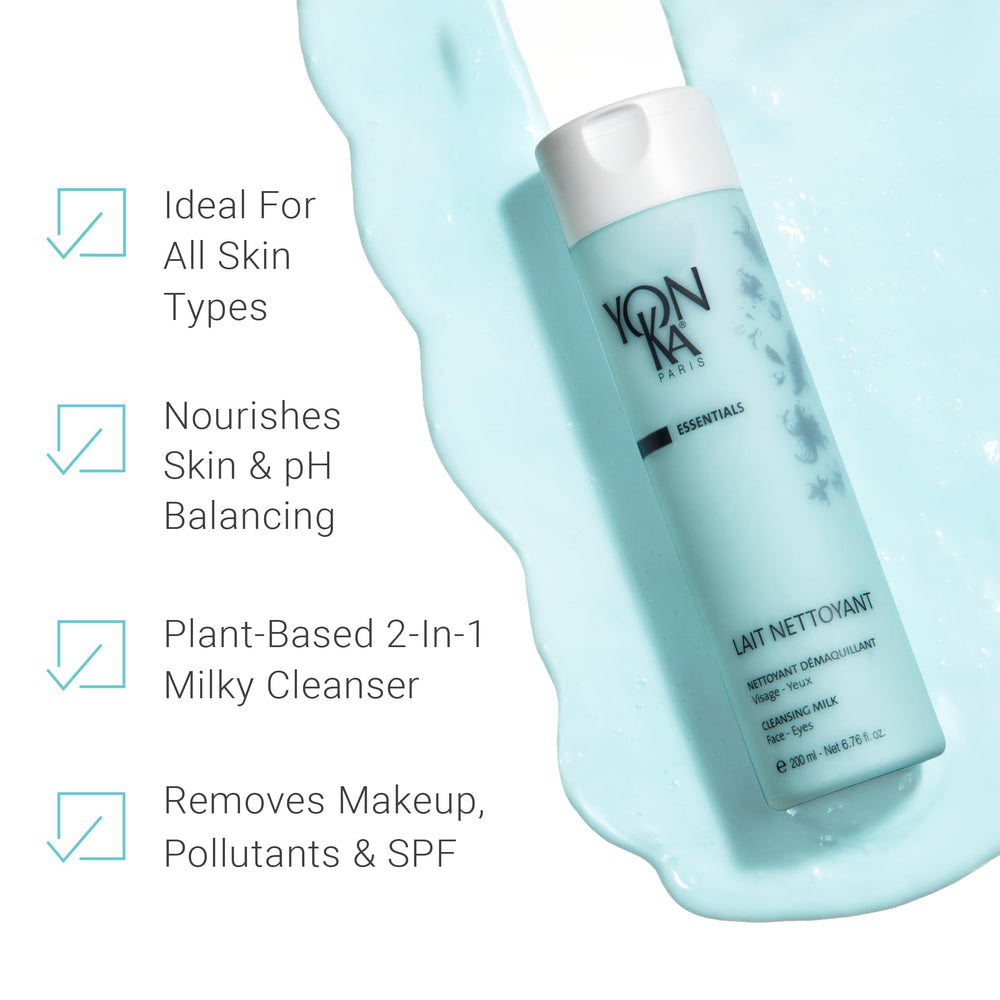 Yonka creamy milk texture close-up demonstrating gentle moisturizing feel