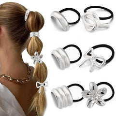 YONOY front packaging showing six silver hair ties, clear view and organized set