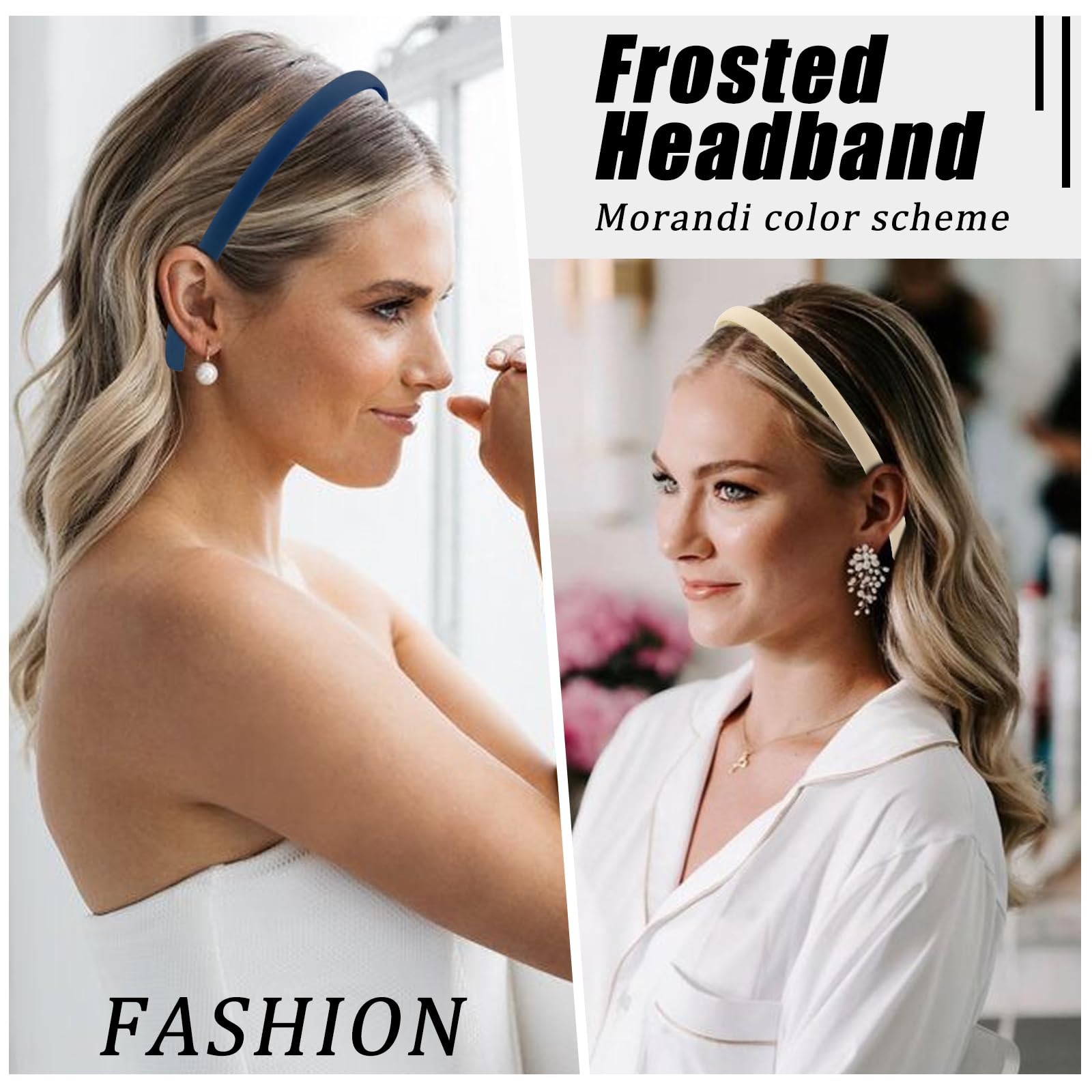 YONOY model demonstrating headband holding long hair comfortably all day