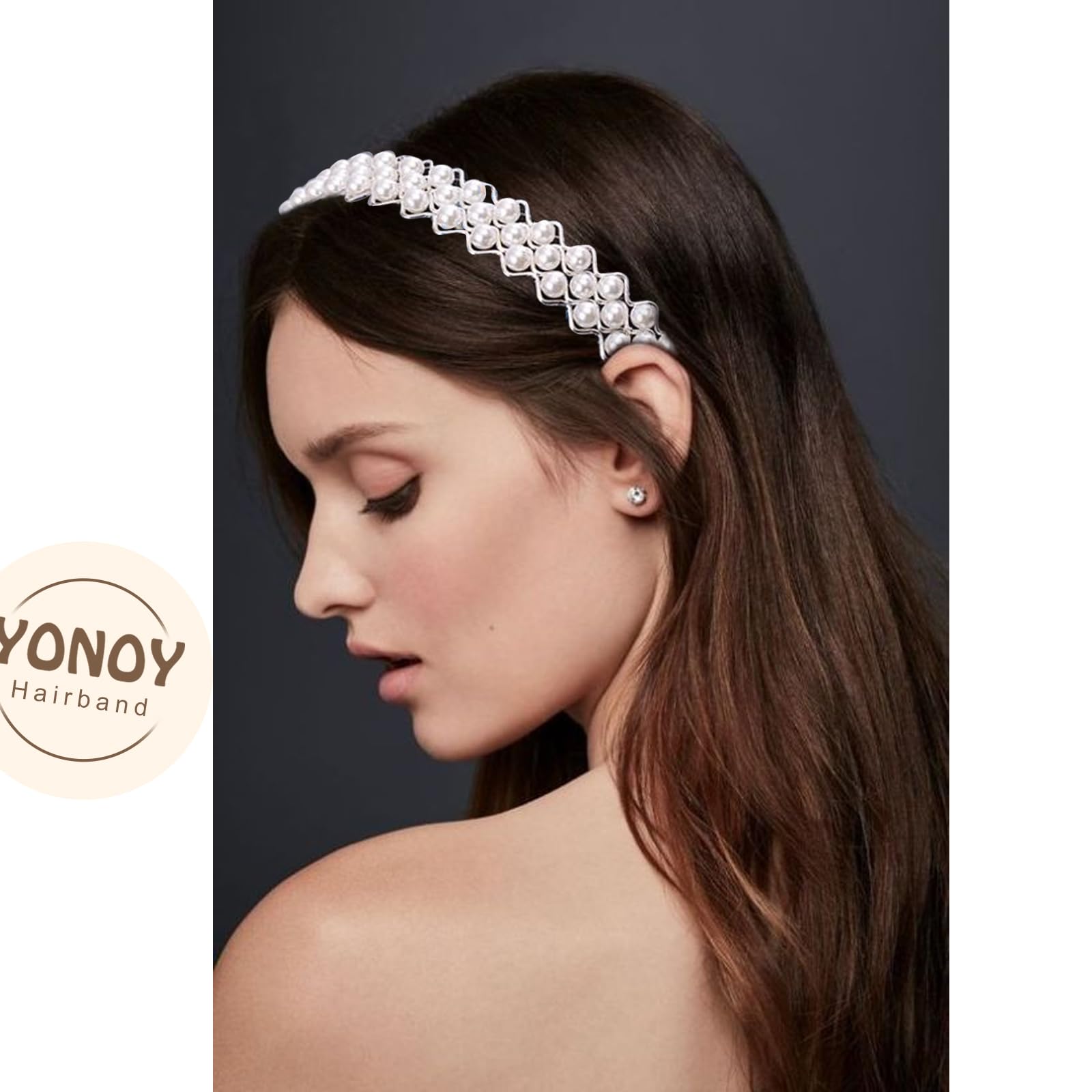 YONOY headband worn in an updo demonstrating secure fit and polished finish