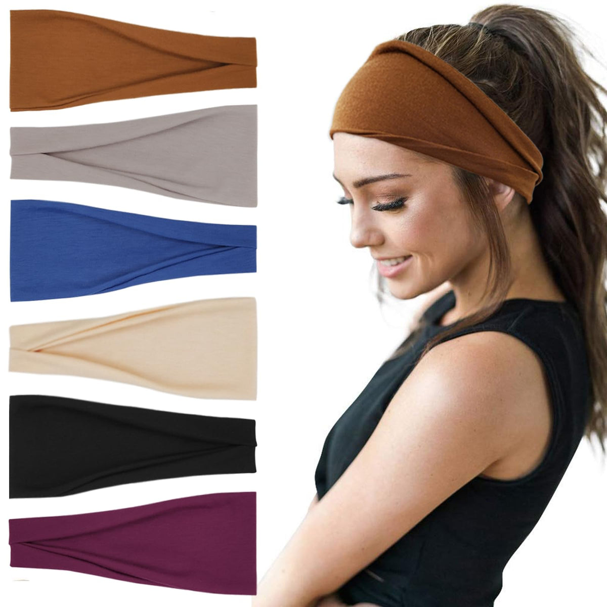 YONUF front pack showing six headbands and quick outfit matching benefit