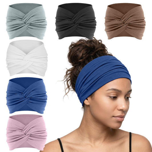 YONUF front view of six-pack headbands showing colors and packaging, convenient set