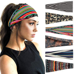YONUF front view of six-pack headbands showing boho colors and variety