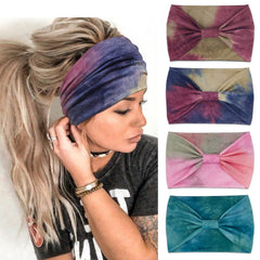 YONUF front view of four-pack headbands showing colors and patterns for styling