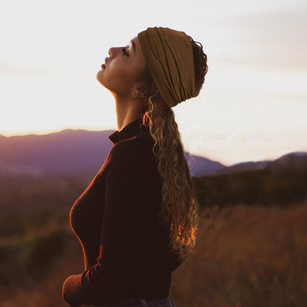 YONUF headband used during skincare routine showing sweat-free comfort benefit