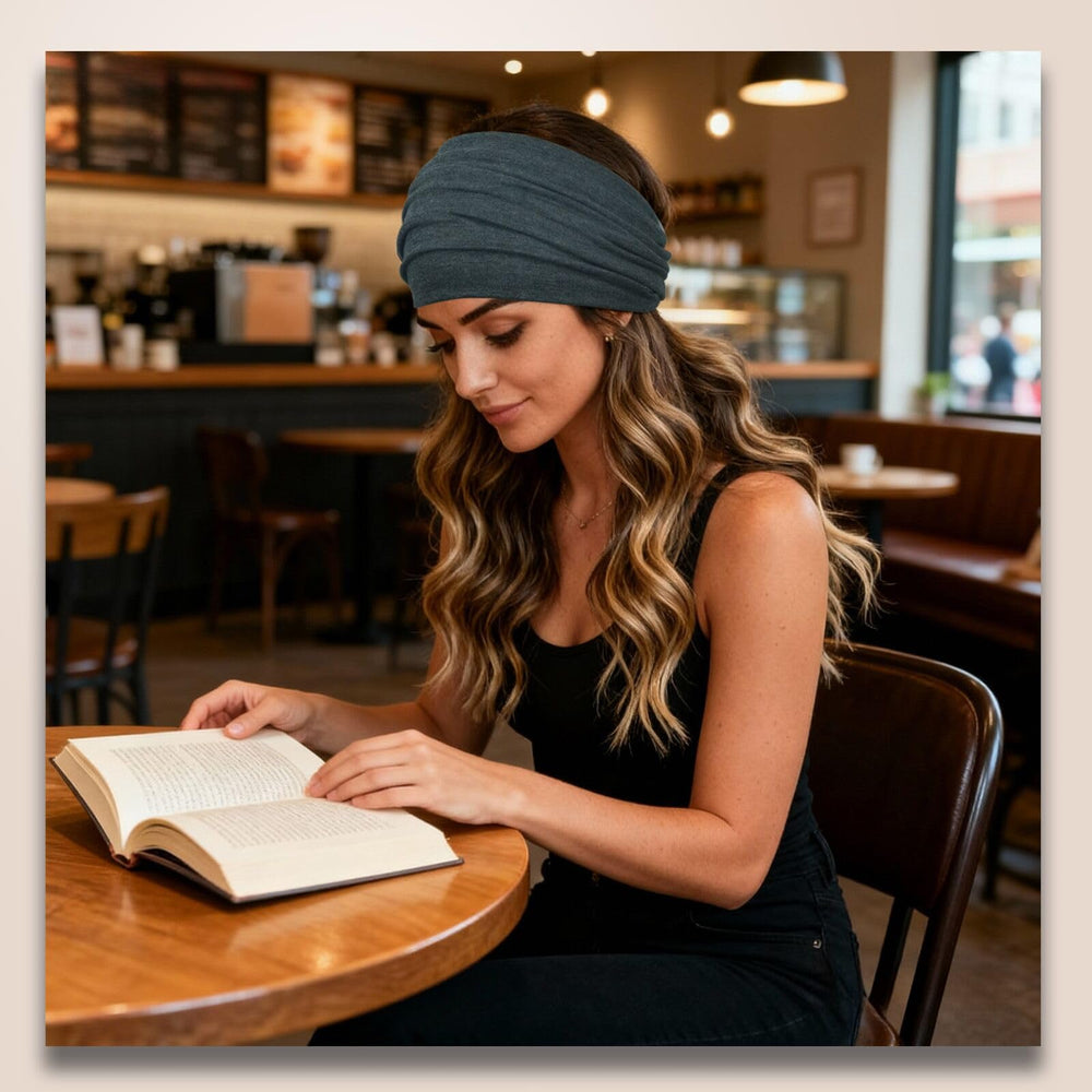 YONUF woman wearing headband outdoors showcasing everyday style