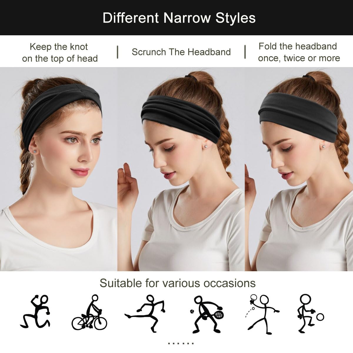 YONUF headband worn by runner outdoors for sweat absorption and stay-put fit