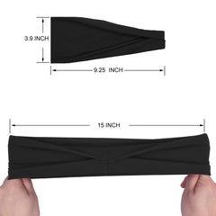 YONUF headband next to a hand to show size and flexible stretch benefit