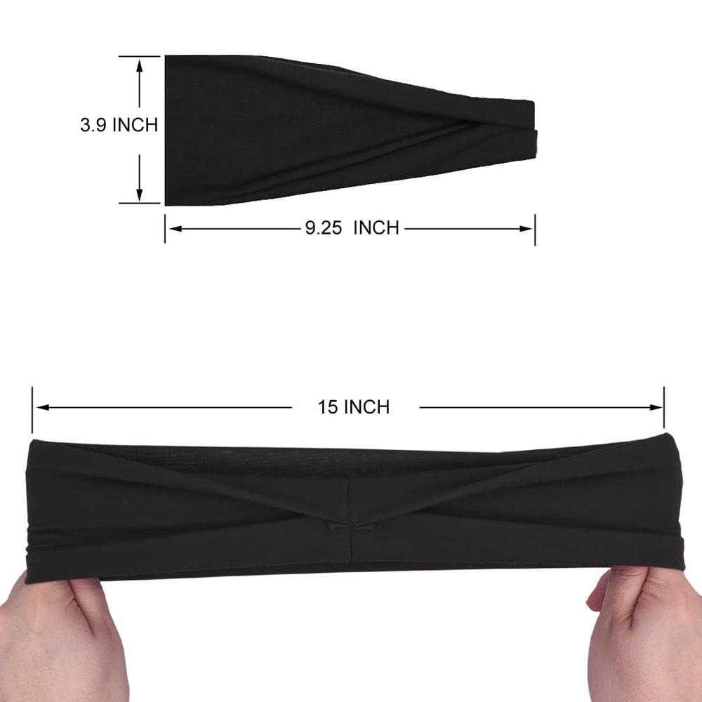 YONUF headband next to ruler showing one-size flexibility