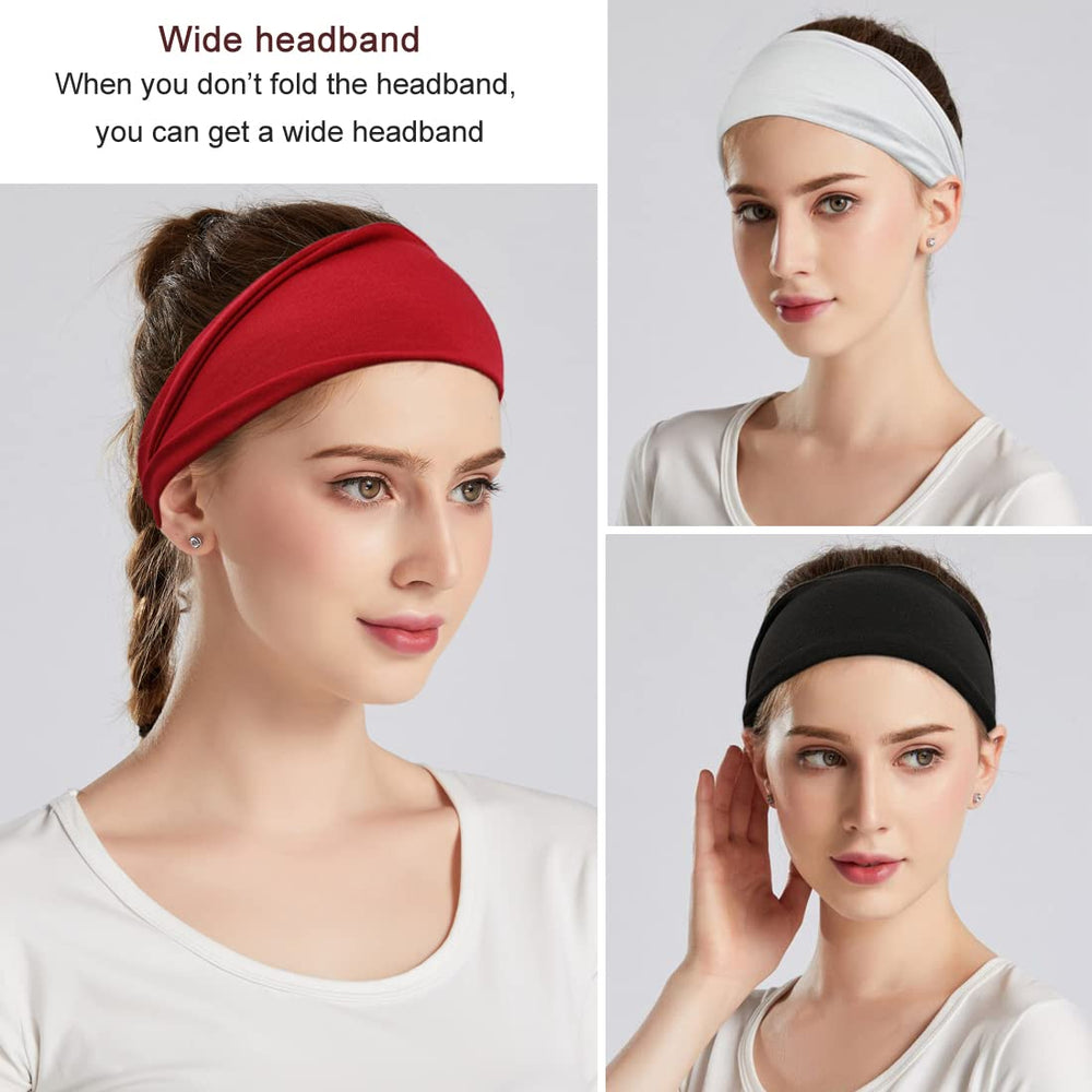 YONUF headbands folded and unfolded showing styling options and versatility