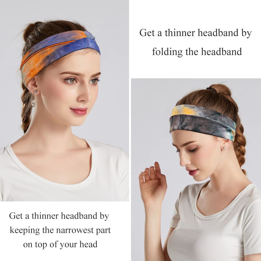 YONUF woman wearing headband during yoga for secure hair and focus