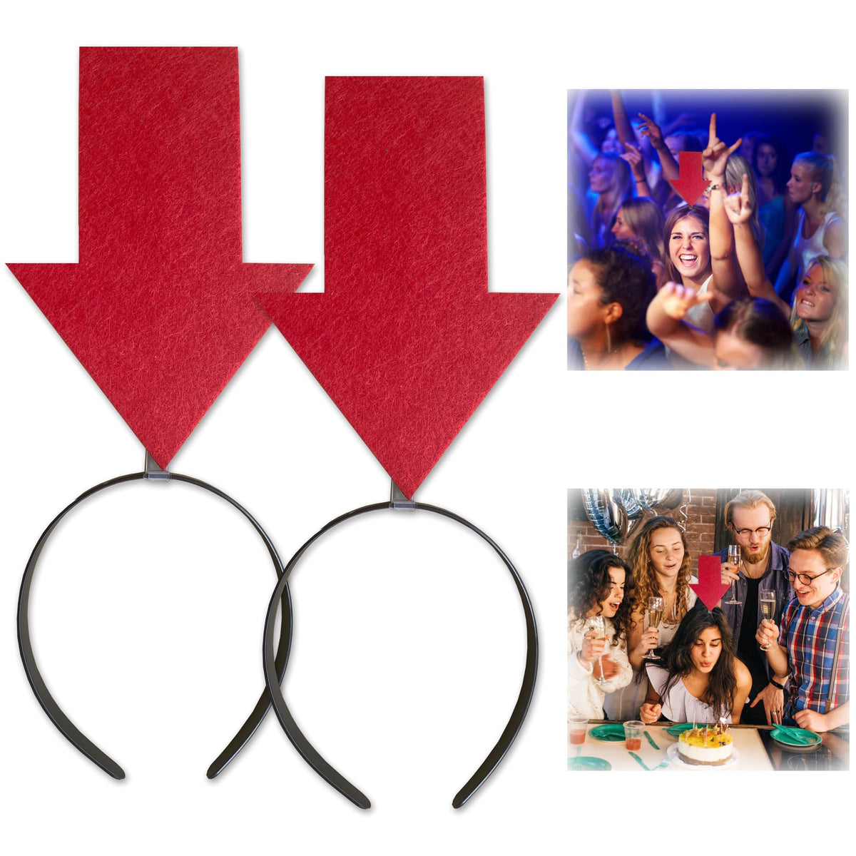 YOOLEETC front view of red arrow headbands showing bold visibility