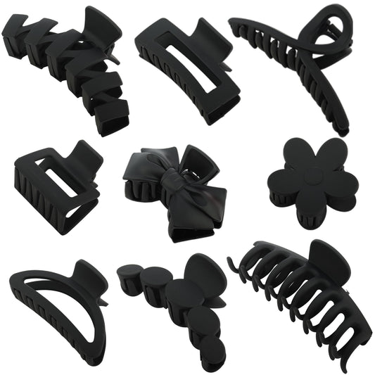 YOOOYOOO front view of black matte clips showing vintage jaw style and strong hold