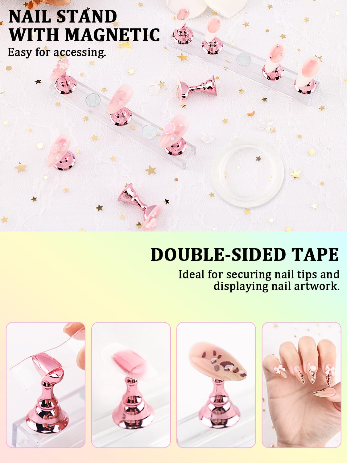 YOOVR magnetic nail stand holding press-on tip for steady painting and drying