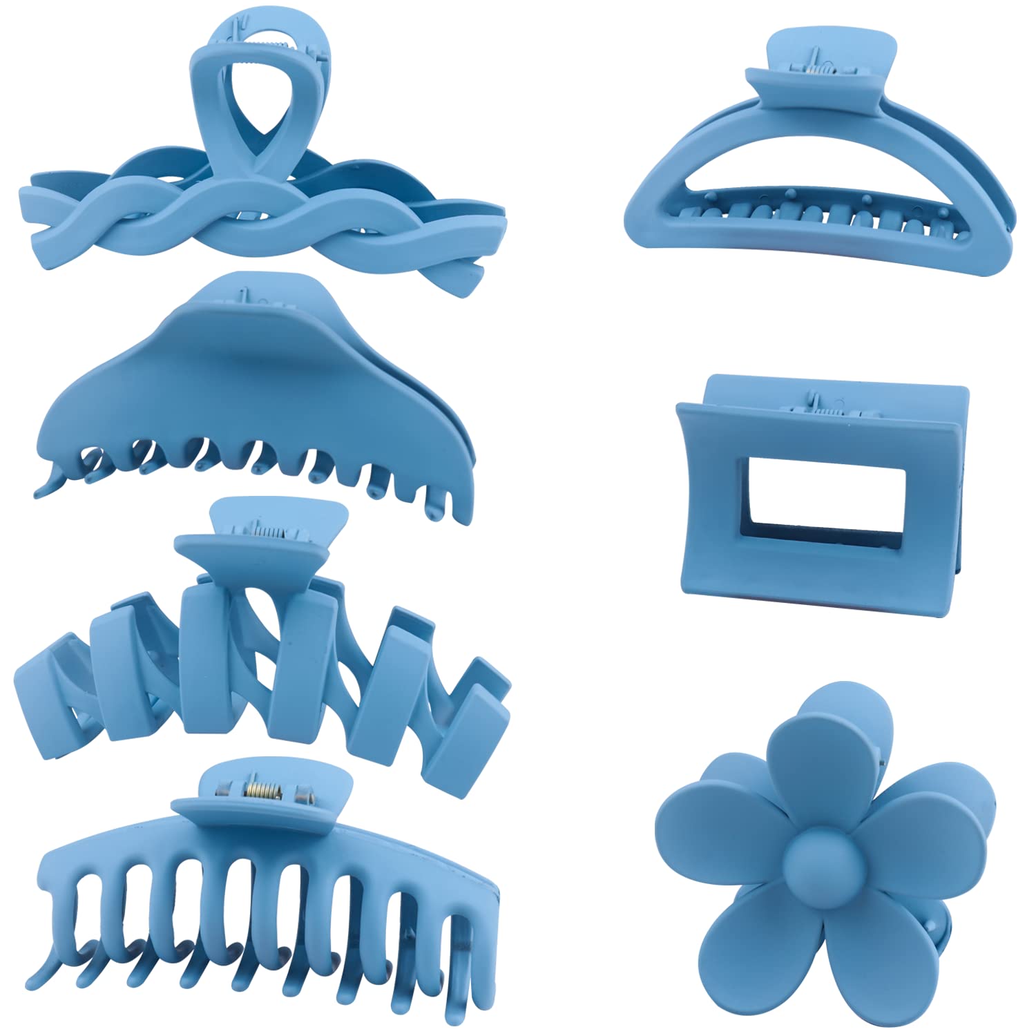 YOOOYOOO front view of blue claw clips showing compact set and benefit of easy storage