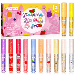 Yopela front packaging showing 12 fruity glosses and clear value