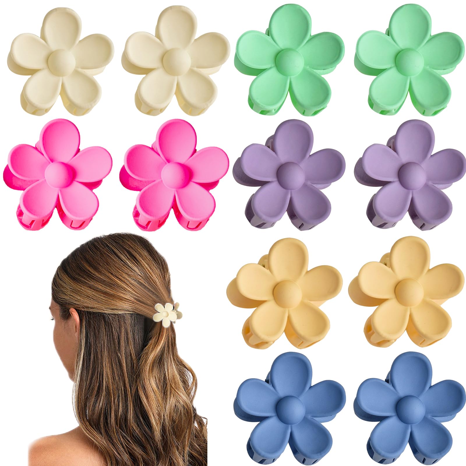 YosaiHom front packaging showing 12 colorful mini flower clips and secure set