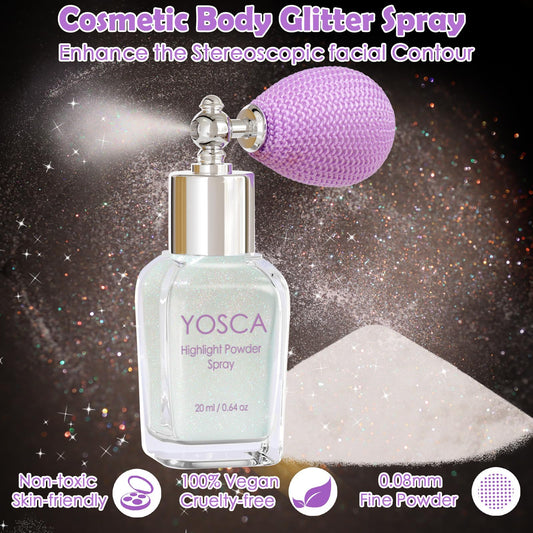 Yosca glitter texture close-up showing fine iridescent particles for smooth shine