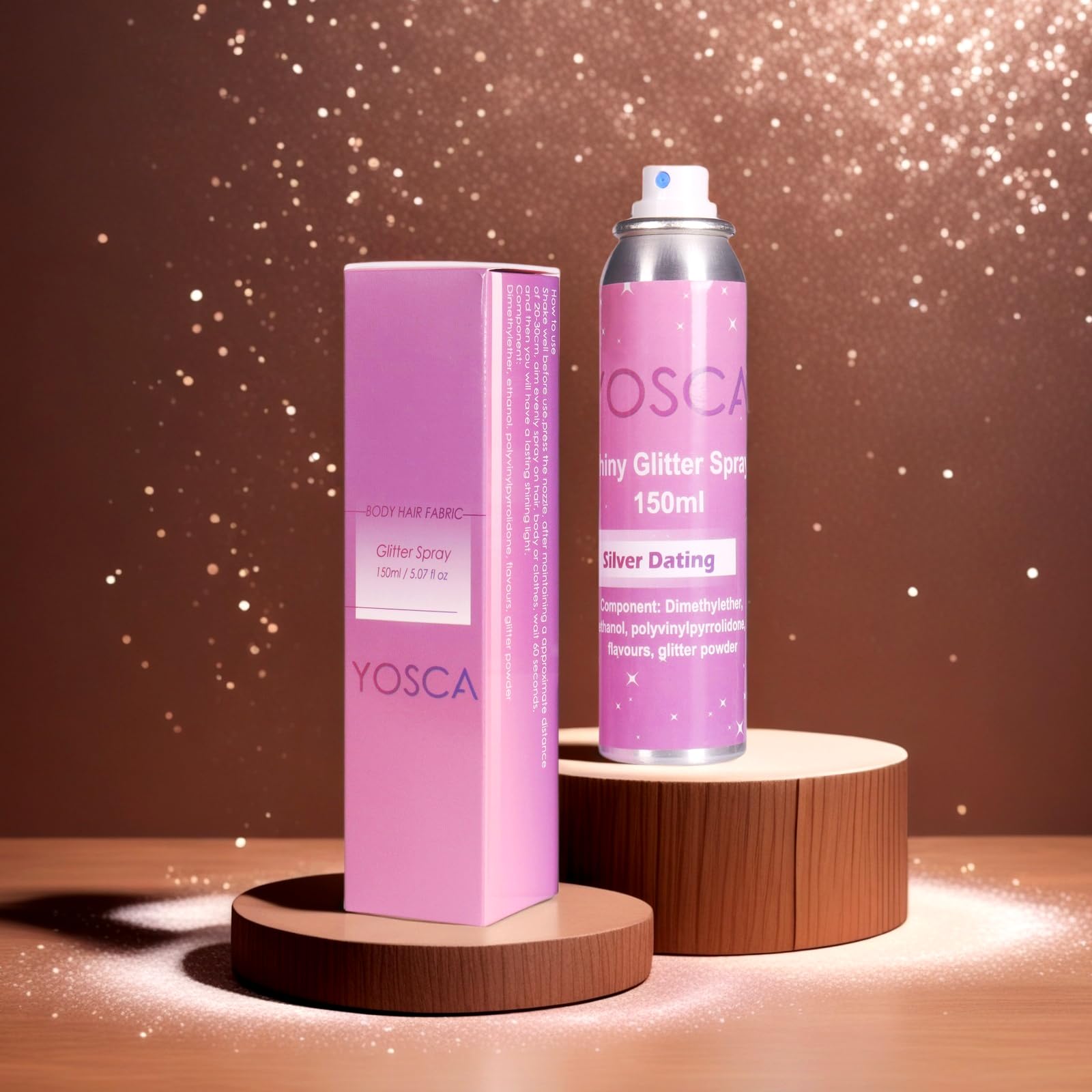 Yosca festival lifestyle scene highlighting hair and outfit sparkle for parties