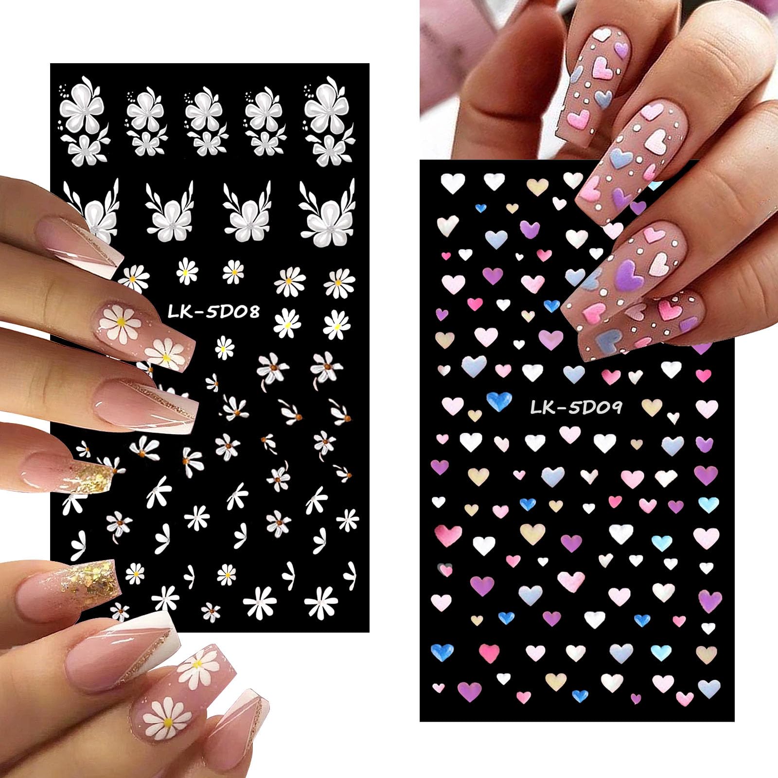YOSOMMK applied on short nails with floral accents, instant style