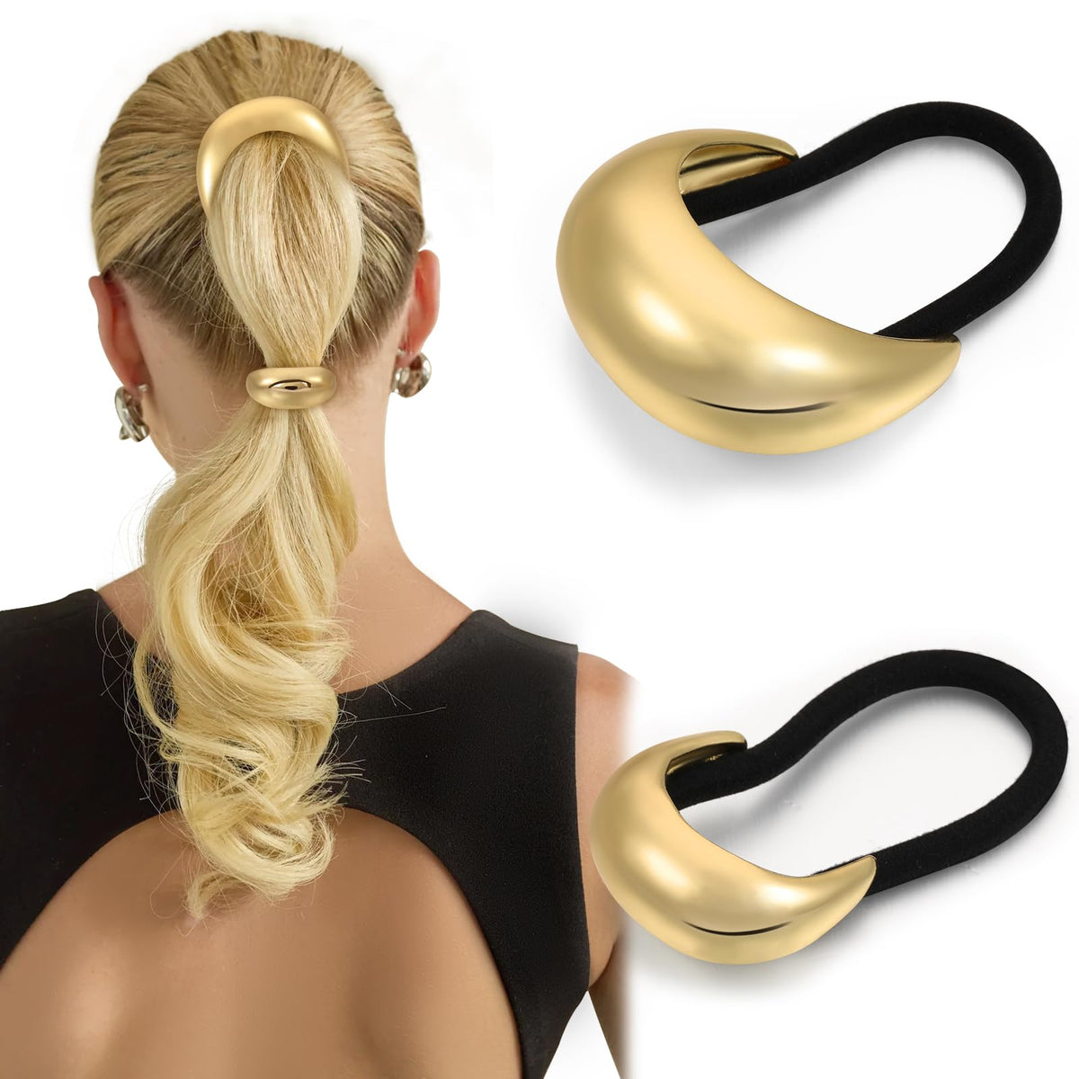Yougeigy gold hair ties front packaging showing elegant accessory benefit