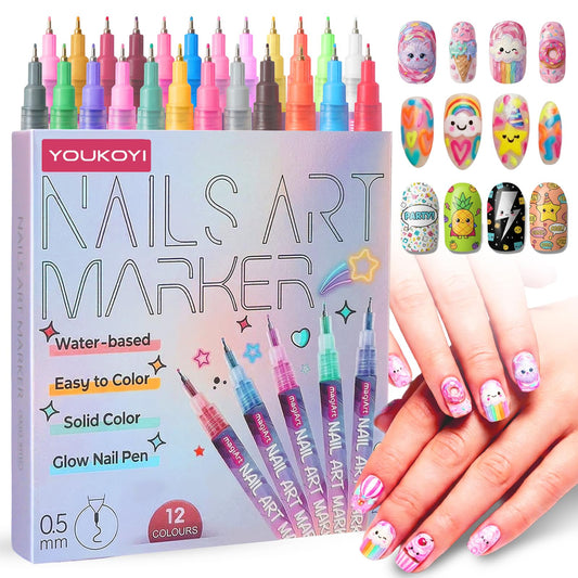 YOUKOYI front packaging showing full 12-color nail art set and case, ideal gifting