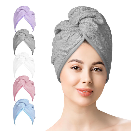 YoulerTex front packaging showing two vibrant microfiber hair towels and benefits