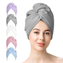 YoulerTex front packaging showing two vibrant microfiber hair towels and benefits