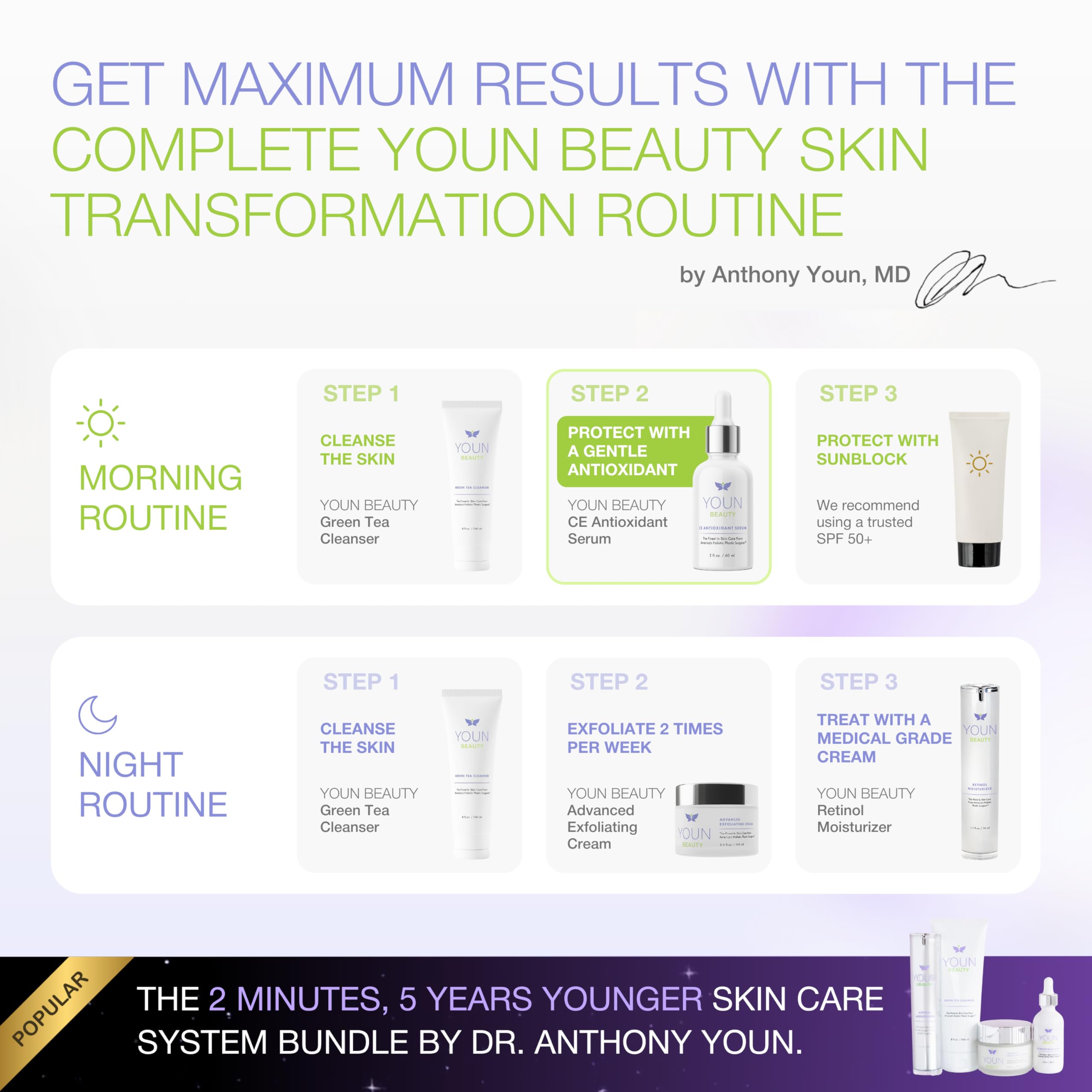 YOUN Beauty in bathroom routine demonstrating easy daily application