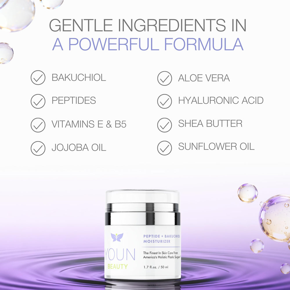 YOUN Beauty label detail displaying paraben-free and vegan benefits